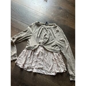 Daytrip Youth Top Blouse Long Sleeve Tie Front Casual Cute Girls Size L 12-14